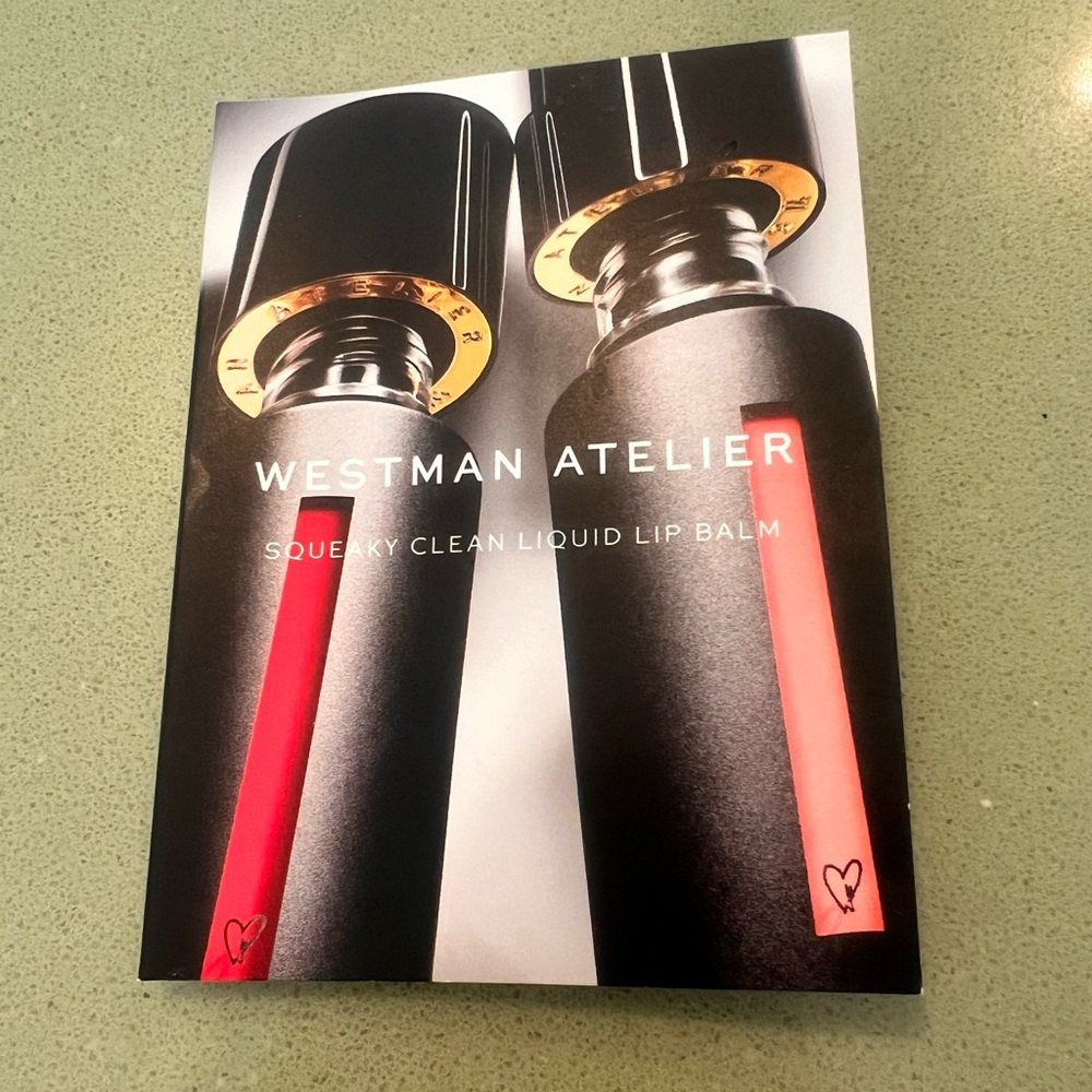 Westman Atelier Squeaky Clean Liquid Lip Balm Sample Card.